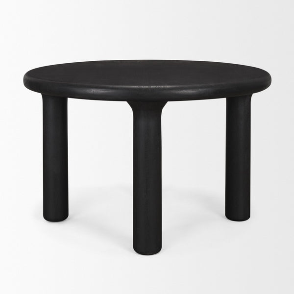 Mercana Soma Round Dining Table in Textured Black Mango Wood – Elegant Focal Point for Modern Spaces 48" Black Wood Top | Black Wood Legs 70883-AB