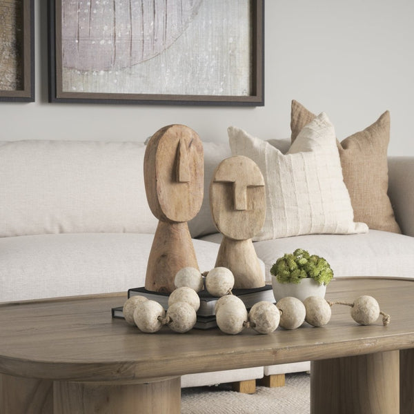 Mercana Ivan Hand-Carved Wooden Head Sculpture - Elegant Mango Wood Art Piece for Unique Home Decor Large 70129