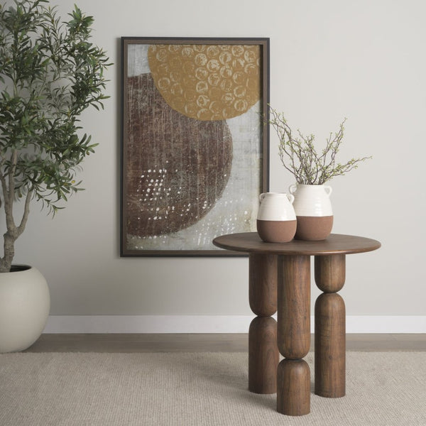 Mercana Sonel Foyer Table - Sculptural Acacia Wood Pedestal with Geometric Elegance for Modern Spaces Medium Dark Brown | Wood 70848-AB