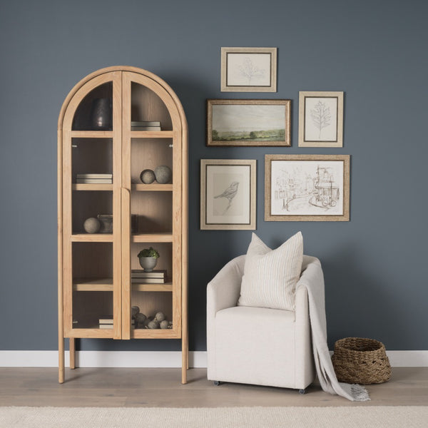 Mercana Callum Arched Curio Cabinet with Glass Doors for Elegant Display of Collectibles and Heirlooms 70860