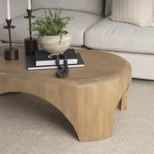 Mercana Shima Elegant Coffee Table with Arched Legs - Premium Solid Wood Design for Modern Living Spaces Light Brown | Wood | Oval 70866