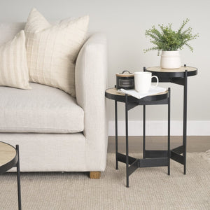 Mercana Wade Elegant Natural Stone End Tables with Sleek Metal Frame for Modern Living Room Decor 71043-AB