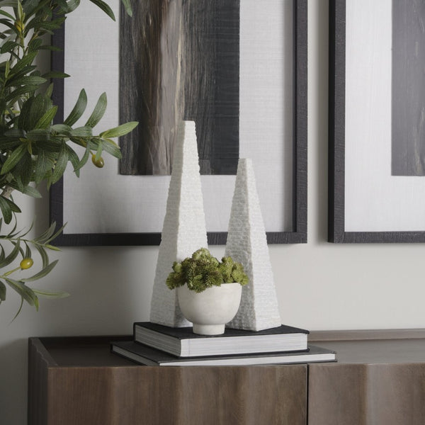 Mercana Pyramis Handcrafted Marble Obelisk Sculpture - Timeless Elegance for Home or Office Decor Accent 70501