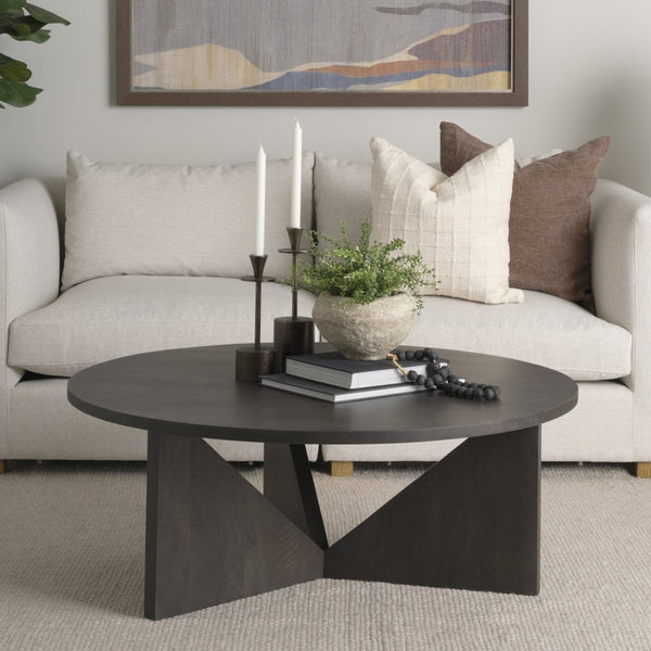 Mercana Tarro Solid Mango Wood Coffee Table with Unique Triangle Legs - Modern Centerpiece for Any Room 71006