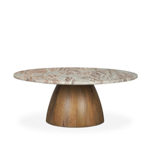 Mercana Allyson Round Pedestal Coffee Table with Unique Marble Top - Elegant Modern Design for Living Spaces 71102-AB