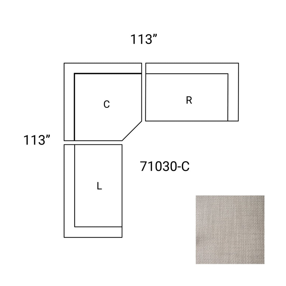 Mercana Warner Stylish 3-Piece Sofa Set in Luxe Fabric with Corner Piece for Modern Living Room Comfort Gray Performance Fabric | 3 Piece Sectional Set A 71030-C