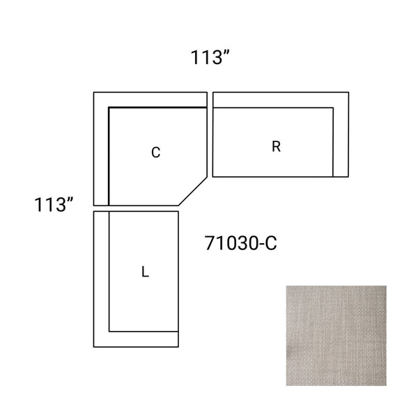 Mercana Warner Stylish 3-Piece Sofa Set in Luxe Fabric with Corner Piece for Modern Living Room Comfort Gray Performance Fabric | 3 Piece Sectional Set A 71030-C