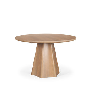 Mercana Jovani Elegant Round Dining Table in Solid Mango Wood with Sculptural Pedestal for Stunning Spaces 48" Lt Brown Wood Top | Lt Brown Wood Base 71105-AB