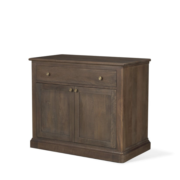 Mercana Baron Solid Mango Wood 2-Door Accent Cabinet with Antique Knobs and Soft-Close Doors for Storage Dark Brown | Antiqued Brass 71120
