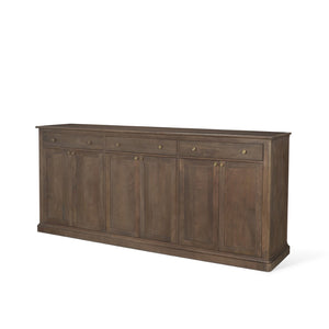 Mercana Baron Solid Mango Wood Sideboard with Elegant Knobs - Modern Farmhouse Style & Ample Storage Options Dark Brown | Antiqued Brass 71116
