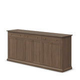 Mercana Braxton Dark Brown Solid Wood W/ Antiqued Aged Brass Knobs 3 Drawer 6 Door Sideboard Dark Brown | Antiqued Brass Solid Wood 71116