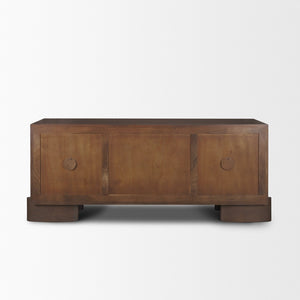 Mercana Jonan Elegant Sideboard with 2 Doors & 3 Drawers - Modern Mango Wood & Antiqued Brass Hardware Dark Brown | Wood 71111