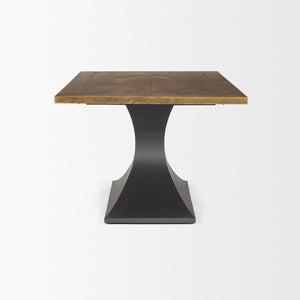 Mercana Maxton Dining Table – Industrial-Modern Solid Wood Top with Sturdy Dark Gunmetal Iron Base Delight 50449-AB