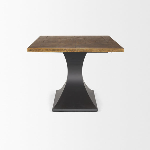 Mercana Maxton Dining Table – Industrial-Modern Solid Wood Top with Sturdy Dark Gunmetal Iron Base Delight 50449-AB