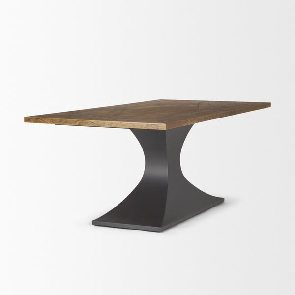 Mercana Maxton Dining Table – Industrial-Modern Solid Wood Top with Sturdy Dark Gunmetal Iron Base Delight 50449-AB
