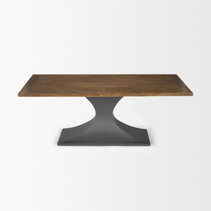 Mercana Maxton Dining Table – Industrial-Modern Solid Wood Top with Sturdy Dark Gunmetal Iron Base Delight 50449-AB