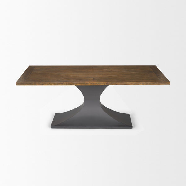 Mercana Maxton Dining Table – Industrial-Modern Solid Wood Top with Sturdy Dark Gunmetal Iron Base Delight 50449-AB