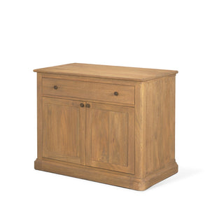 Mercana Baron Solid Mango Wood 2-Door Accent Cabinet with Antique Knobs and Soft-Close Doors for Storage Light Brown | Dark Aged Brass 71121