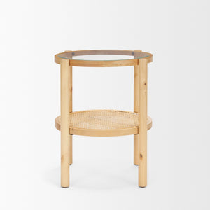 Mercana Weslyn Coastal-Inspired Round Side Table with Natural Textures for Living Room or Bedroom Decor 71044