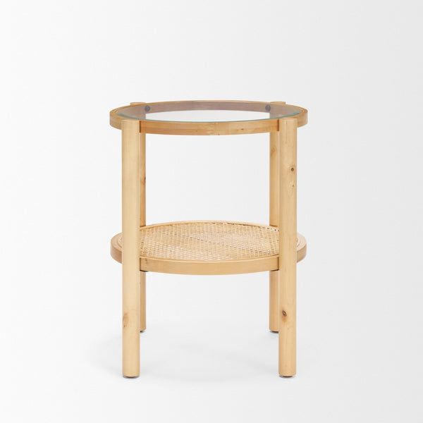 Mercana Weslyn Coastal-Inspired Round Side Table with Natural Textures for Living Room or Bedroom Decor 71044