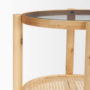 Mercana Weslyn Coastal-Inspired Round Side Table with Natural Textures for Living Room or Bedroom Decor 71044