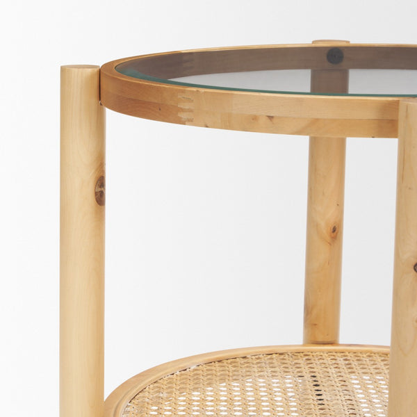 Mercana Weslyn Coastal-Inspired Round Side Table with Natural Textures for Living Room or Bedroom Decor 71044