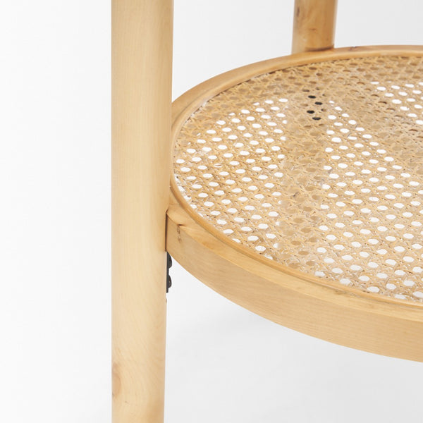 Mercana Weslyn Coastal-Inspired Round Side Table with Natural Textures for Living Room or Bedroom Decor 71044