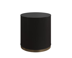 Sunpan Kalla Side Table - Elegant Oak Design with Gold Steel Base, Unique Texture and Character for Any Space Charcoal