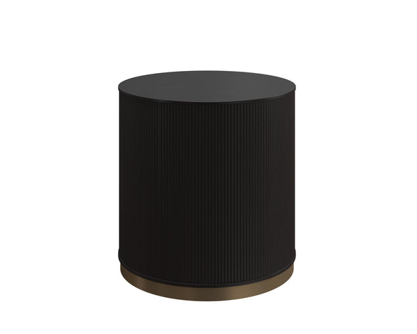 Sunpan Kalla Side Table - Elegant Oak Design with Gold Steel Base, Unique Texture and Character for Any Space Charcoal