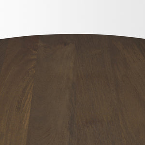 Mercana Jovani Elegant Round Dining Table in Solid Mango Wood with Sculptural Pedestal for Stunning Spaces 48" Dk Brown Wood Top | Dk Brown Wood Base 71104-AB