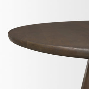 Mercana Jovani Elegant Round Dining Table in Solid Mango Wood with Sculptural Pedestal for Stunning Spaces 48" Dk Brown Wood Top | Dk Brown Wood Base 71104-AB