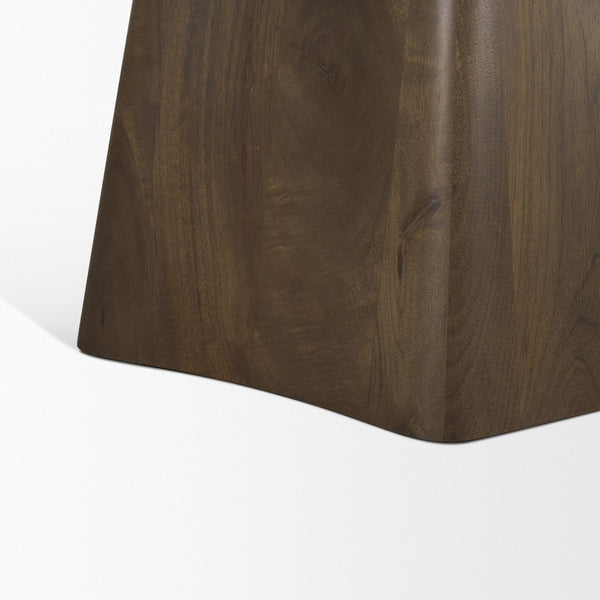 Mercana Jovani Elegant Round Dining Table in Solid Mango Wood with Sculptural Pedestal for Stunning Spaces 48" Dk Brown Wood Top | Dk Brown Wood Base 71104-AB