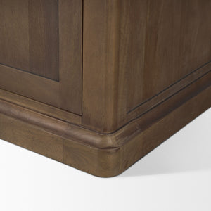 Mercana Baron 4-Door Open Shelving Unit in Solid Mango Wood with Industrial Flair for Modern Spaces Dark Brown | Antiqued Brass | 2 Doors 71118-AB