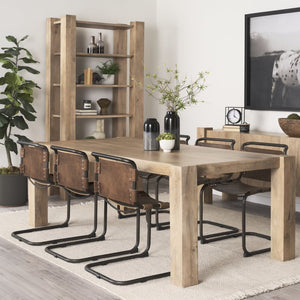 Mercana Berbick Dining Chair – Industrial-Modern Design with Top-Grain Leather & Sturdy Iron Frame, Pre-assembled Brown Leather |Black Metal 69274