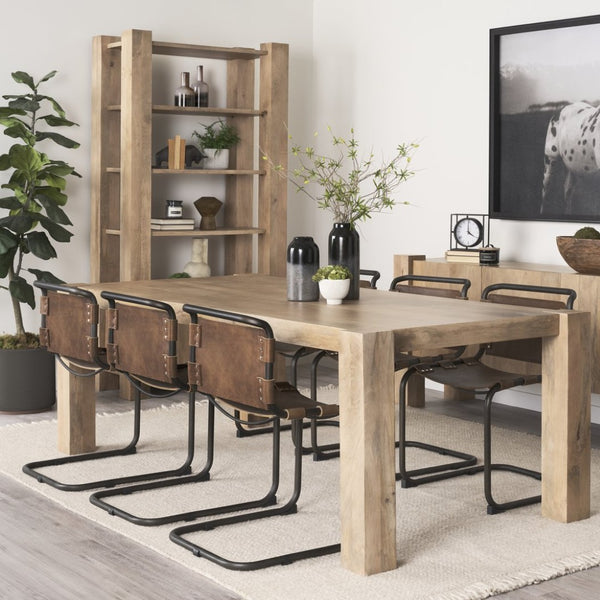 Mercana Berbick Dining Chair – Industrial-Modern Design with Top-Grain Leather & Sturdy Iron Frame, Pre-assembled Brown Leather |Black Metal 69274