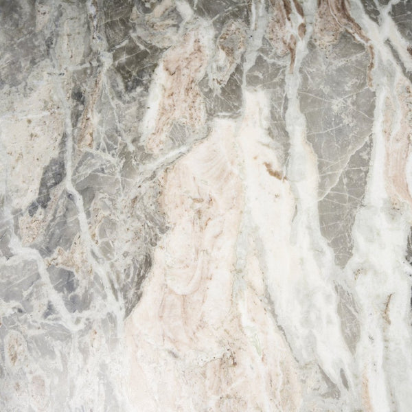 Mercana Allyson Round Pedestal Dining Table with Unique Pink Marble Top and Mango Wood Base for Elegance 71103-AB