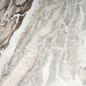 Mercana Allyson Round Pedestal Dining Table with Unique Pink Marble Top and Mango Wood Base for Elegance 71103-AB