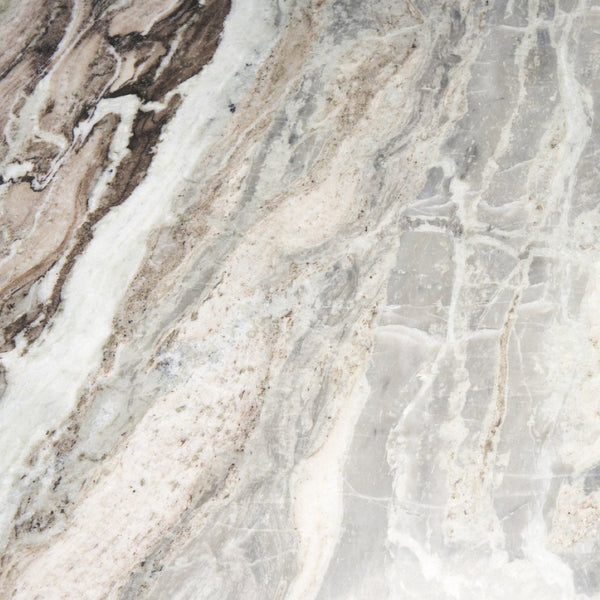 Mercana Allyson Round Pedestal Dining Table with Unique Pink Marble Top and Mango Wood Base for Elegance 71103-AB