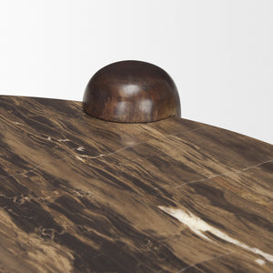 Mercana Jovia Round Coffee Table with Mango Wood Base and Unique Marble Top for Stylish Living Spaces 71122-AB
