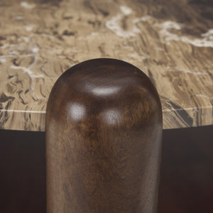 Mercana Jovia Round Coffee Table with Mango Wood Base and Unique Marble Top for Stylish Living Spaces 71122-AB