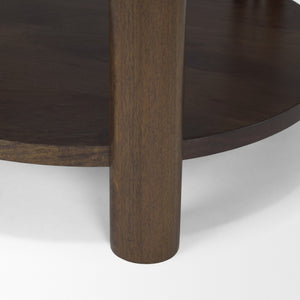 Mercana Jovia Elegant Mango Wood Round Side Table with Unique Marble Top for Living Room or Bedroom Decor 71123-AB