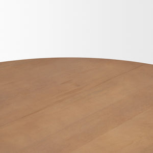 Mercana Jovani Elegant Round Dining Table in Solid Mango Wood with Sculptural Pedestal for Stunning Spaces 60" Lt Brown Wood Top | Lt Brown Wood Base 71106-AB