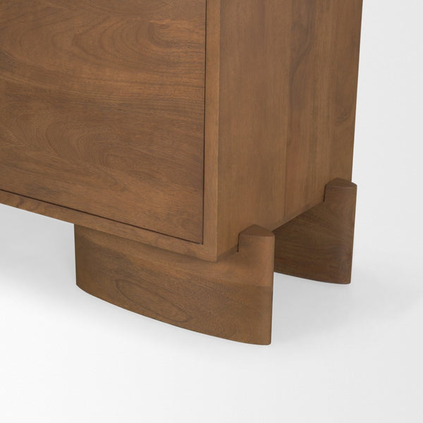 Mercana Jonan Elegant Sideboard with 2 Doors & 3 Drawers - Modern Mango Wood & Antiqued Brass Hardware Medium Brown | Wood 71113