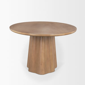 Mercana Jovani Elegant Solid Mango Wood Oval Dining Table with Sculptural Base for Stylish Gatherings 94" Lt Brown Wood Top | Lt Brown Wood Base 71108-AB