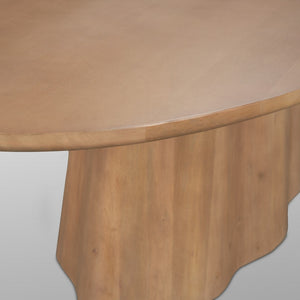 Mercana Jovani Elegant Solid Mango Wood Oval Dining Table with Sculptural Base for Stylish Gatherings 94" Lt Brown Wood Top | Lt Brown Wood Base 71108-AB