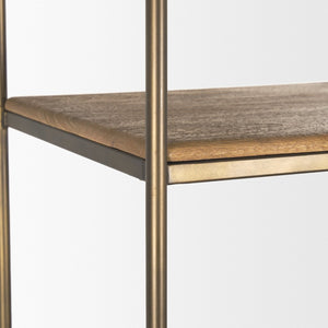 Mercana Baron Industrial Elegance 4-Door Mango Wood Shelving Unit with Gunmetal Accents for Stylish Storage Light Brown | Antiqued Brass | 4 Doors 71115-AB