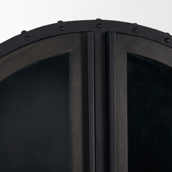 Mercana Gehry 72.3" H Industrial Display Cabinet with Glass Doors and Mango Wood Accents for Stylish Storage 67533