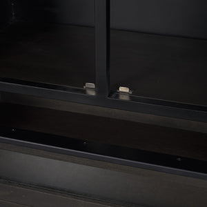 Mercana Gehry 72.3" H Industrial Display Cabinet with Glass Doors and Mango Wood Accents for Stylish Storage 67533