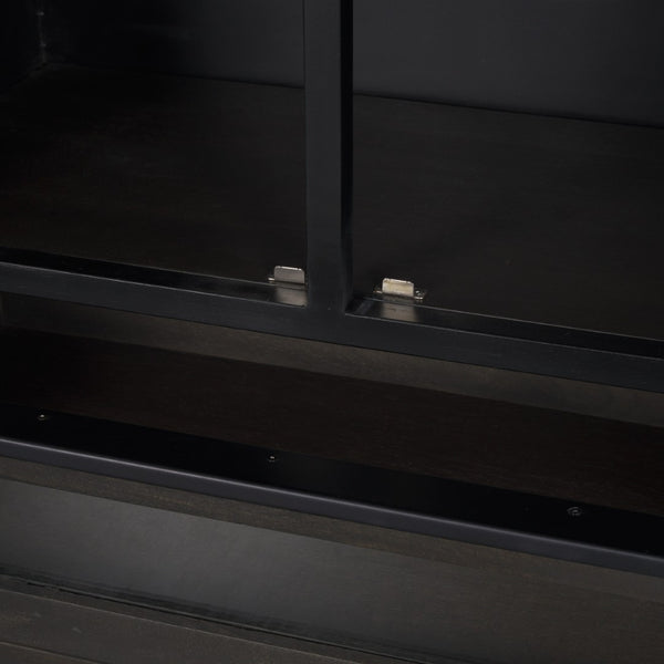 Mercana Gehry 72.3" H Industrial Display Cabinet with Glass Doors and Mango Wood Accents for Stylish Storage 67533