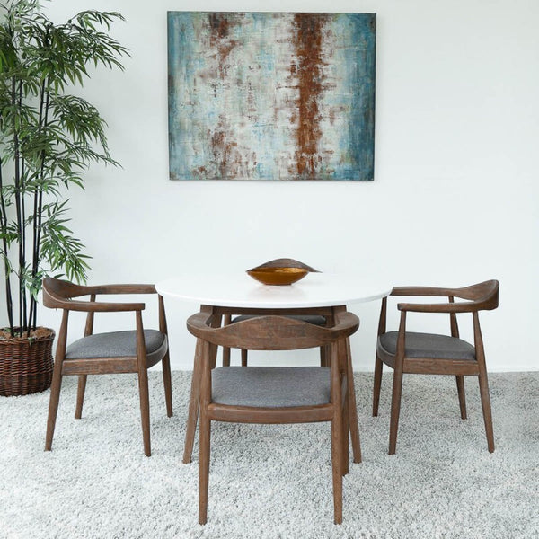 English Elm Kelly Solid Wood Fabric Upholstered Dining Chair with Mid-century Scandinavian Appeal B183P201827